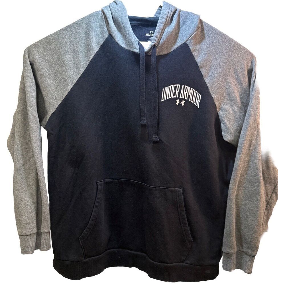 Under Armour Hoodie Pullover Mens XXL Gray/Black Long Sleeve Loose Fit, Warm,